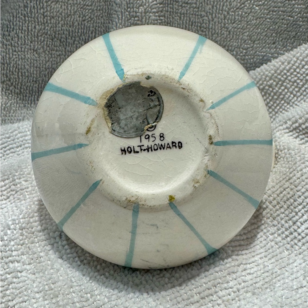 Pixieware Cream Crock Ceramic Pitcher with Blue Stripes - Picture 3 of 3